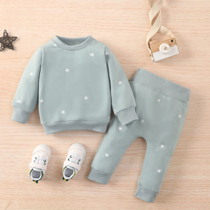 PatPat Sweatshirts for Children 2pcs Baby Boy Clothes NewBorn All Over Polka Dots Long-sleeve Pullover and Trousers Set