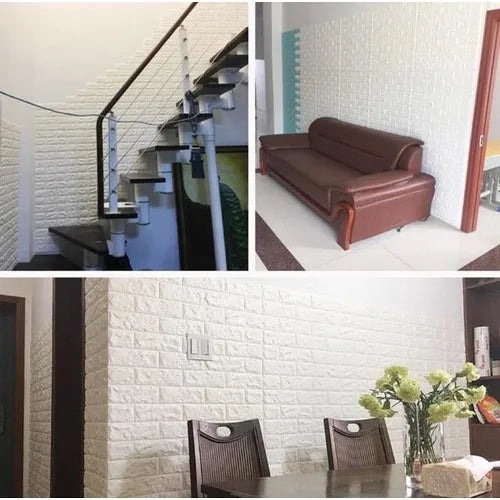 Colored Walls Self-Adhesive Sponge White Brick Wall Panel 70x77 cm 6 PCs White stylish home and office erasable for