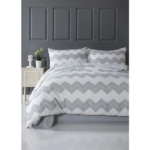 All Home by Zorluteks Single Double Quilt Cover Set-Geometric Gray