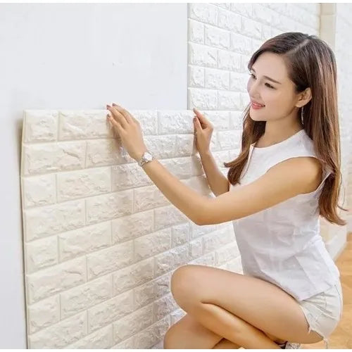 Colored Walls Self-Adhesive Sponge White Brick Wall Panel 70x77 cm 6 PCs White stylish home and office erasable for