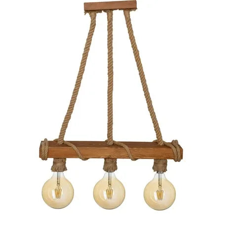 All Home Wood Rope 3 PCs Rustic Chandelier lighting light stylish retro living room living room