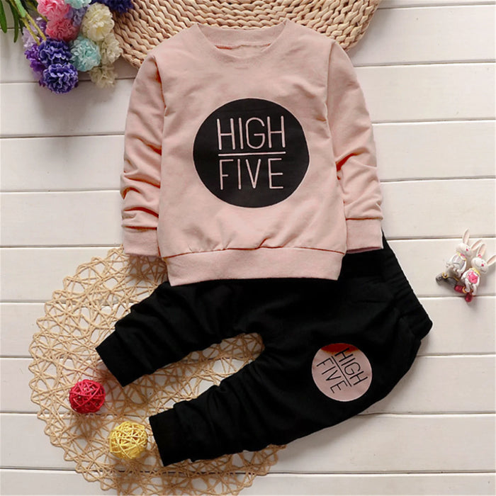 PatPat 2pcs Letter Print Color Block Long-sleeve Baby Set