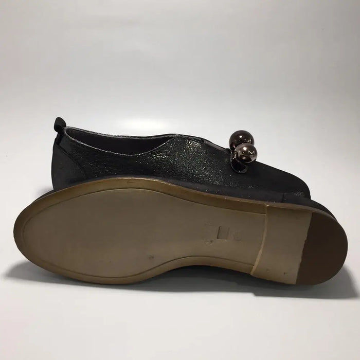 Women Genuine Leather Casual Black Shoes Spring Summer Fashion Lightweight and Comfortable Design Breathable Handmade Flat Shoes