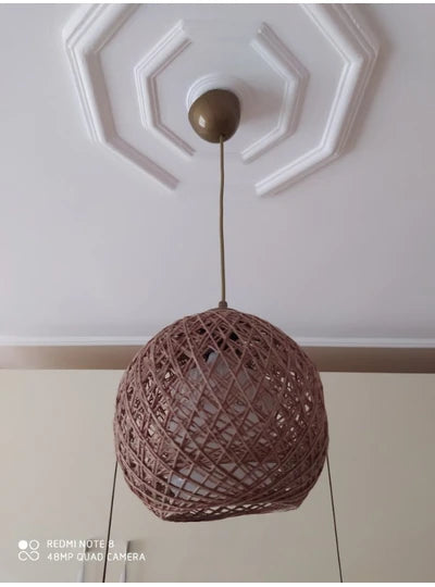 Mudulight Balle Single Pendant Lamp Jute Coffee round rope dim light does home office stylish design for bedrooms