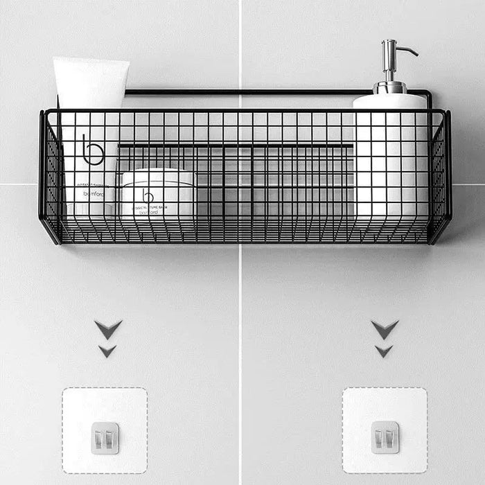 Wall Mounted Bathroom Shelf Punch-Free Shampoo Storage Holder With Suction Cup High Capacity Bath Shelves Bathroom Accessories