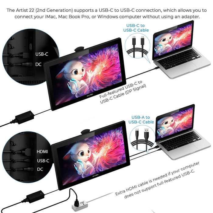 XPPen Artist 22 2nd Gen Graphics Tablet Monitor Pen Display 21.5 Inch Digital Drawing Tablet with Adjustable Stand 122%s RGB