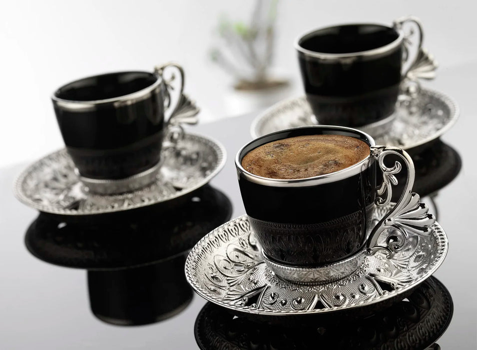 Turkish Gold Coffee Cups Plate Serving Set 6 Person Ceramic Coffee Mugs Best For Home Decoration Demitasse Porcelain Hmtstore