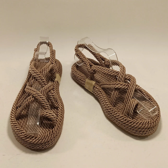 Women Milky Brown Hemp Rope Sandals Spring Summer Slippers NewFashion Comfy Gladiator Slip On Open Toe Beach Casual Female Shoes