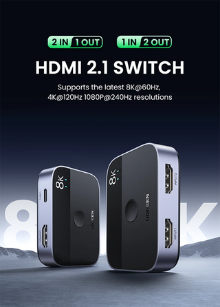 UGREEN HDMI 2.1 Splitter Switch 8K 60Hz 4K120Hz 2 in 1 out for TV Xiaomi Xbox Series X PS5 HDMI-compatible Monitor HDMI Switcher